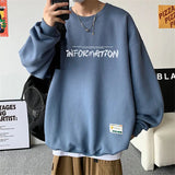 AIDASE  -  Spring Autumn Fashion Fleece Letter Print Sweatshirt Man Harajuku Oversized Male Clothes Pullovers Tops Long Sleeve Streetwear aidase-shop