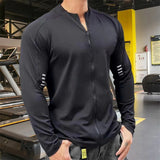 Aidase 2024 New Man Long Sleeve Men's Fashion Jogging Casual Training Clothes Loose Gym Fitness Sports Zipper Long Sleeve T-shirt aidase-shop