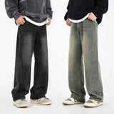 AIDASE  -  Men's Segmentation Design To Do Old Washed Jeans, Autumn and Winter American Fashion  Loose Retro Straight Leg Wide Leg Pants aidase-shop