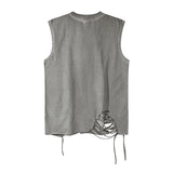 AIDASE  -  Graffiti Pure Cotton Sleeveless Ripped T-shirt Men Streetwear Hip Hop Punk Gothic Loose Hole Tank T Shirts Women Oversize Tshirt aidase-shop