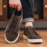 AIDASE  -  Spring men's thick soled board shoes high-quality suede leather casual sports shoes comfortable and fashionable low top shoes aidase-shop