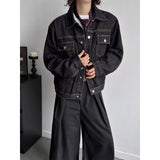 AIDASE  -  Loose Fit American Retro Design Denim Jacket with Pockets for Men Thickened Shoulder Line Spring Autumn Casual Outerwear aidase-shop