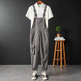 AIDASE  -  Men Joggers Bib Overalls Multi Pockets Cargo Pants Adjustable Suspenders Coveralls Summer Jumpsuits aidase-shop