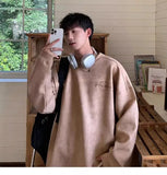 AIDASE  -  American Sle Large Size 300 Pou Suede Heavy Sweatirt Men Loose Oversize round Ne Fce Lined Thiened Jaet aidase-shop