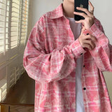 AIDASE  -  Plaid Long-sleeved Shirt Men's Tie-dye Design Jacket aidase-shop