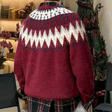 AIDASE  -  New Casual Mens Knitting Sweater Autumn Winter Daily Leisure Mens Knitted Jumper Tops Men Vintage Geometric Jacquard Sweaters aidase-shop