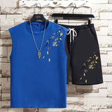 AIDASE  -  Men Summer Chinese Style Bamboo Leaf Sleeveless Vest Set Top Outfit National Trend Design aidase-shop