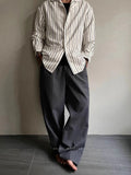 AIDASE  -  Breathable Ice Silk Ribbed Trousers Mens Summer New Casual Straight Pants Men Stylish Striped Textured Pants Old Money Aesthetic aidase-shop