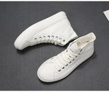 AIDASE  -  New Retro Unisex Canvas Shoes High Top Lace Up Women Men Middle Cut Sneakers Fresh Solid Colors Students Casual Shoes aidase-shop
