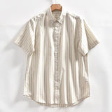 AIDASE  -  Summer Cotton Striped Shirt Men's Artistic Pinstripe Lapel Casual Short-sleeved Shirt Korean Fashion Exquisite Trend Solid Top aidase-shop