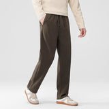 AIDASE  -  Korean Style Winter Fashion Men Loose Fit Simple Basic Casual Daily Solid Color Straight Drawstring Pants Male Trousers Clothes aidase-shop
