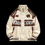 American Vintage Racing Jacket Men Cycling Lapel Jacket Women BF Letter Varsity Coat Oversize High Street Vibe Baseball Uniform aidase-shop