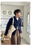 AIDASE  -  Winter Men's Korean Fashion Button-up Cardigan Casual Streetwear Cable Knitted Sweaters Y2K Vintage Turn-Down Collar Knitwear aidase-shop