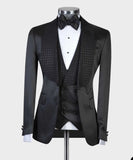 Aidase Elegant Black Men Suits With One Button Two Pieces Jacket Vest Custom Made Bridegroom Wedding Formal Occasiom aidase-shop