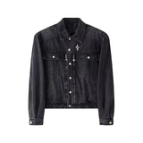 AIDASE  -  Man Clothing American Vintage Blue Denim Jacket Loose Outwear Men Wide Shoulder Short Jeans Coats Casual Pockets High Streetwear aidase-shop