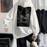 AIDASE  -  Autumn Gothic American Retro Hooded Sweatshirt Letter Print Solid Color Top Dark Trend Oversize Jacket Men's Clothing