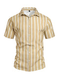 AIDASE  -  Summer New Men's Short Sleeve Shirt Beach Vacation Striped Casual Slim Fit Fashionable Collared T-Shirt for Men aidase-shop