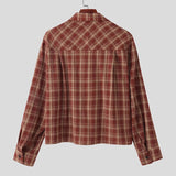 AIDASE  -  Men Plaid Shirt Lapel Long Sleeve Button Loose Men Clothing Autumn 2025 Fashion Casual Male Shirts Camisas Streetwear aidase-shop