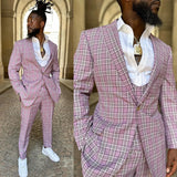 Aidase Plaid Men's Wedding Suits Peak Lapel Slim Fit Groom Wear One Button Tuxedos Customize 3 Pcs Coat Pants Vest aidase-shop