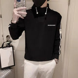 Aidase Hoodieless Male Clothes Sweatshirt for Men Black Pullover Slim Fit No Brand Novelty and Korean Style High Quality Loose Top S aidase-shop