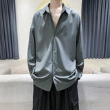 Aidase Men Black Solid Long-sleeved Shirts Mens Harajuku Fashion Oversize Shirt Male Gray Casual Streetwear Loose Blouses Plus Size
