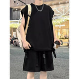 AIDASE  -  Casual Sports Suit Men's Spring and Summer Vest Vest Shorts Two-piece Set Loose Sleeveless T-shirt Outfit aidase-shop