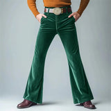 AIDASE  -  Vintage Men Velvet Flared Pants Retro 70s Disco Style High Waist Bell Bottom Trousers Casual Party Stage Performance Pants S-3XL aidase-shop