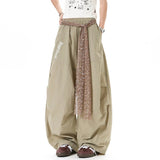 AIDASE  -  American Style Men's Scimitar Casual Pants Pleated Sequin Belt Elastic Waist Design Loose Straight-leg Men Trousers 21E6680