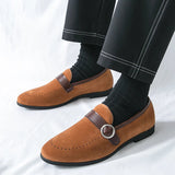 AIDASE  -  Fashionable New Men's Buckle Frosted Leather Anti Slip Boat Shoes Brand Summer Men's Comfortable, Lightweight and Casual Loafers aidase-shop