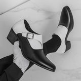 AIDASE  -  Men's High Heel Leather Shoes 5cm Pointed Toe Business Formal Shoes Trendy Hairstylist Style Casual round Toe Leather Shoes aidase-shop