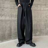 AIDASE  -  Men's Solid Color Straight Suit Trousers Korean Fashion Trend High Street Simple Loose Casual Breathable Summer New Men's Bottom aidase-shop