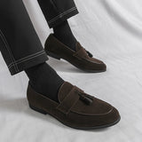 AIDASE  -  Brand Fashion Purple Dress Tassels Loafers Male Business Flats Office Casual Suede Leather Shoes Mens Comfortable Dress Shoes aidase-shop