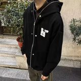 44.69Aidase Korean High Street Hooded Sweatshirt for Men Spring and Autumn New Y2K Trendy Loose Retro Zipper Cardigan Jacket for Men aidase-shop