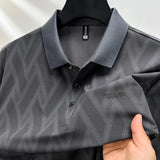 Aidase Casual Striped Men's Polo Top, 2024 New Summer Products, Lapel Short Sleeve T-shirt Korean Men's Top Middle-aged Men Clothing aidase-shop