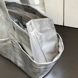 AIDASE  -  Korean Casual Tote Bags For Women Luxury Designer Handbags Purses New In PU Oil Wax Leather Rivet Multiple Pockets Shoulder aidase-shop