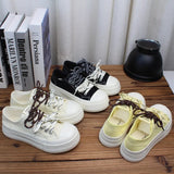 AIDASE  -  Hot Sale Women Thick Sole Canvas Shoes Vintage Fashion Students Breathable Lace-Up Sneakers Platform Black Sports Shoes aidase-shop