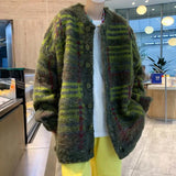 Aidase Autumn Korean Fashion Striped Cardigan Sweater For Men Vintage Casual Button Knitwears High Street Baggy Y2K Sweaters Jacket