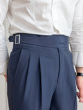 AIDASE  -  Naples Casual Business Attire Bottoms Men Slim Italian Gurkha Classic Trousers Comfortably Fit Your Curves Adjustable Waist aidase-shop