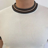 AIDASE  -  Light Luxury Ice Silk Knitted Contrast Color Round Neck Pullover Men's T-shirt Business Gentleman Male Tops aidase-shop