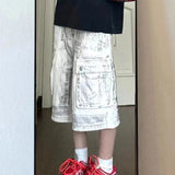 AIDASE  -  Summer New High Street Workwear Denim Shorts 2025 Tie-dyed Pocket Design Korea Fashion Male Trousers aidase-shop