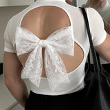 AIDASE  -  Men T Shirt Turtleneck Short Sleeve Hollow Out Backless Male Tee Tops Streetwear Bowknot Fashion Casual Men Clothing