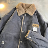 AIDASE  -  Thiened Corduroy Men's Cotton Jaet Winter New Sle Lamb Fur Coat Hong Kong Sle INS Retro Collar Loose Cotton Clothes aidase-shop