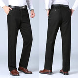 AIDASE  -  Men's Cotton Suit Pants Smart Casual Straight Solid Color Dress Trousers Men Four Seasons Loose Formal Office Full Length Pants aidase-shop
