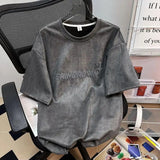 27.86Aidase Hip Hop Summer Men and Women Trendy Street Personality Letter Print Round Neck Short Sleeve Couple Loose Casual T-shirt Top y2k aidase-shop