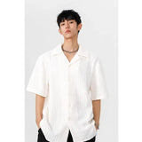 AIDASE  -  Men's Cuban Collar Textured Short Sleeve Shirt Loose Casual Summer Top aidase-shop