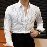 Aidase High Quality Luxury Rhinestones Shirt For Men Trend Fashion Versatile Hot Diamond Flash Fire Drilling Shirt Camisas De Hombre aidase-shop