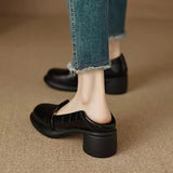 AIDASE  -  New Women Mary Jane Shoes Retro Round Toe Thick Platform Slip On Soft Leather Casual Loafers Comfort Flat Pumps aidase-shop