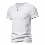 AIDASE  -  Mens T Shirt Pure Color V Collar Short Sleeved Tops Tees Men T-Shirt Black Tights Man T-Shirts Fitness For Male Clothes aidase-shop