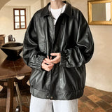 Aidase Men Bomber Leather Jacket Man PU Leather Jackets Male Streetwear Coat Jacket Motorcycle PU Leather Coats Fashion Zipper Jackets aidase-shop