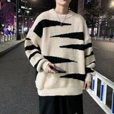 Aidase Sweater Couple Striped New Loose Outer Knitted Sweater Trend Korean Version Fashion Sweater aidase-shop